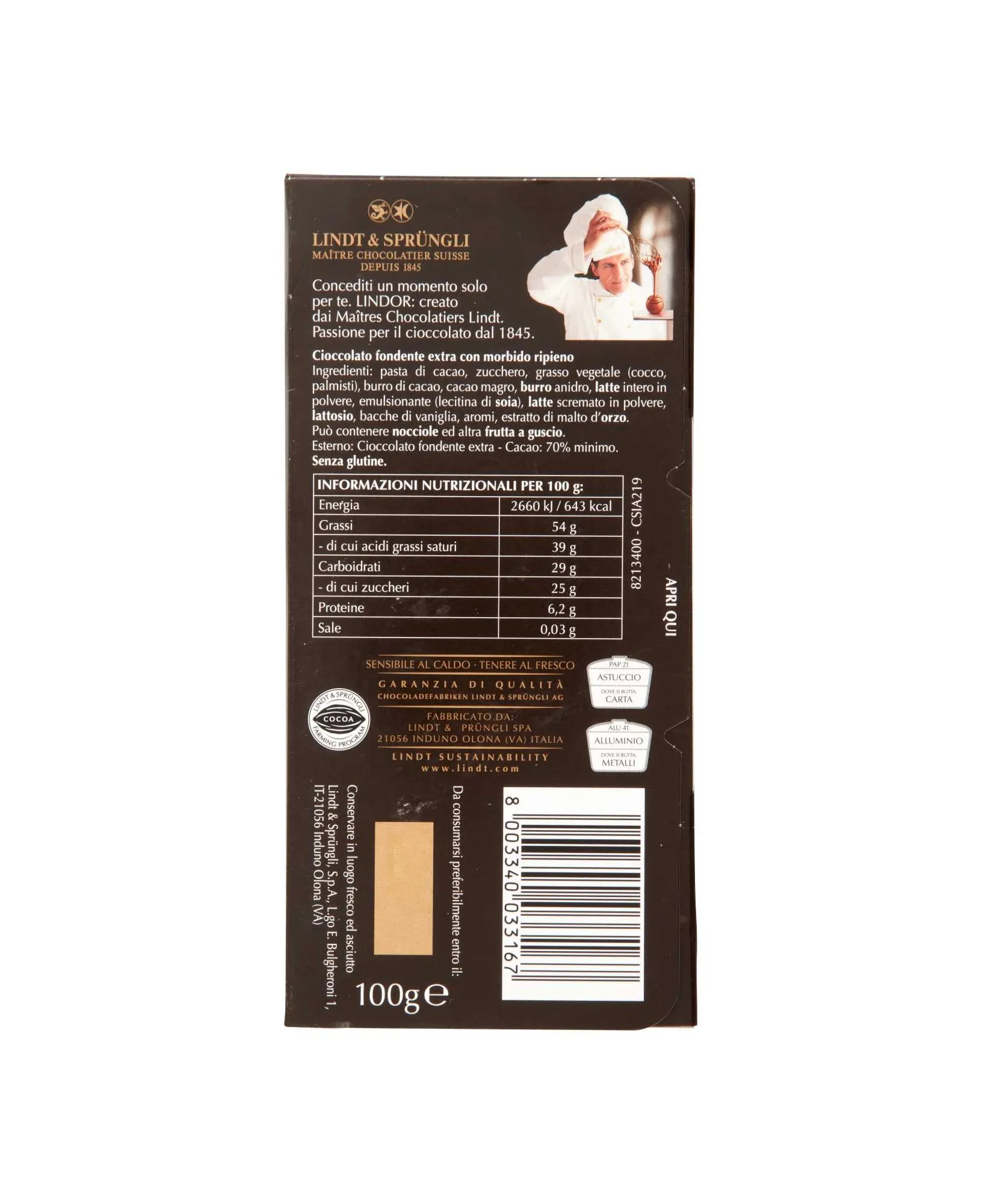 LINDT LINDOR FONDENTE 70%100GR - immagine 3