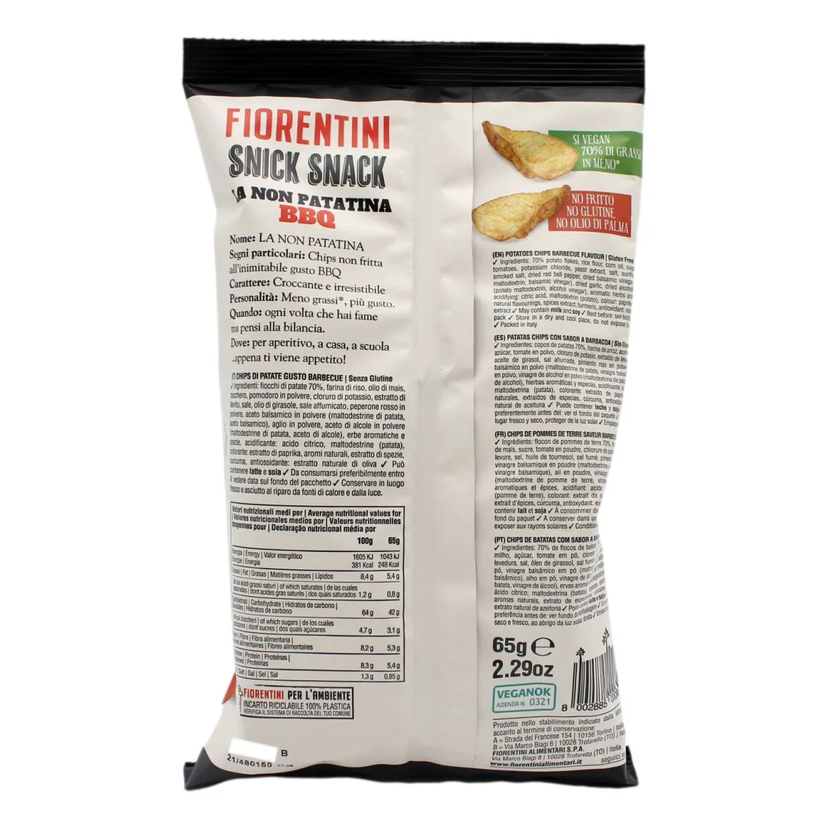 FIORENTINI SNICK SNACK LA NON PATATINA BBQ 65GR - immagine 3