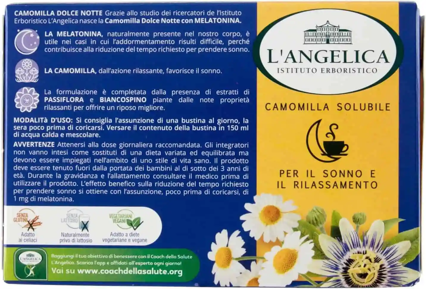 L’ANGELICA CAMOMILLA SOLUBILE MELATONINA 14 BUSTINE - immagine 3