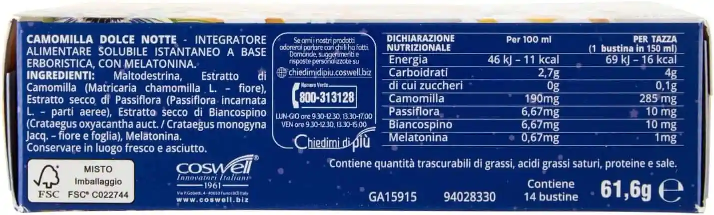 L’ANGELICA CAMOMILLA SOLUBILE MELATONINA 14 BUSTINE - immagine 4