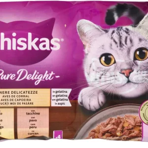 WHISKAS PURE DELIGHT TENERE DELICATEZZE POLLO E TACCHINO 4X85GR