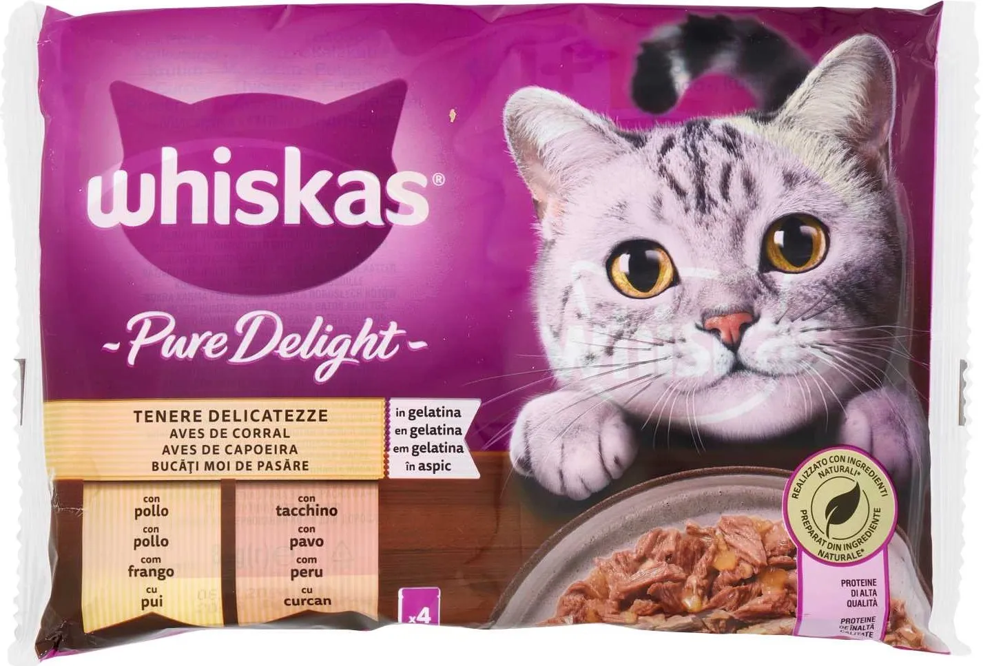 WHISKAS PURE DELIGHT TENERE DELICATEZZE POLLO E TACCHINO 4X85GR - immagine 2
