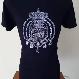 MAGLIETTA T-SHIRT NERA REGNO DELLE DUE SICILIE STEMMA SERIGRAFIA MONOCOLORE BIANCO