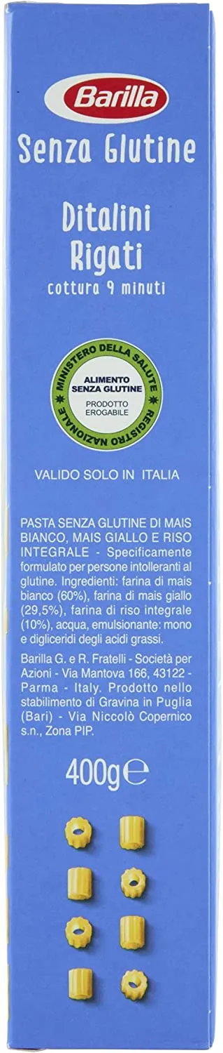 BARILLA DITALINI RIGATI SENZA GLUTINE 400 GR - immagine 7