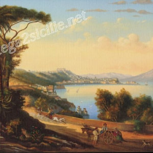 Poster Stampa Panorama da Posillipo Acquerello veduta di Napoli poster 32×45