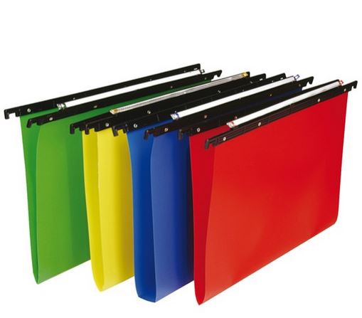 Cartella sospesa Cartesio PP – cassetto – PPL – interasse 33 cm – fondo V – 31,2×25 cm – colori assortiti – Bertesi - immagine 2