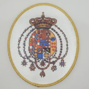 TOPPA REGNO DELLE DUE SICILIE GRANDE STAMPATA SENZA SCRITTA 10X12 CM  FONDO BIANCO BORDO ORO